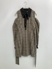 EATME イートミー ワンピース F ブラウン ウール・ニット ナイロン コットン チェック柄 レース リボン 長袖 ショート・ミニ丈 プリーツ