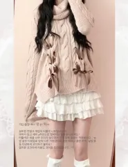 ギャル リー Tシャツ タートルネック スリット ニット ラテギャル 姉ギャル 姫ギャル 5月ヴィンテージ セーター