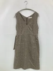 any sis エニィスィス ワンピース 2 グレー チェック柄 リボン 袖なし ひざ丈 タイト