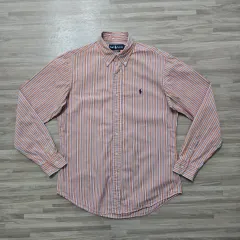 100) ラルフローレン ストライプ 長袖 シャツ オレンジ