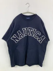 NAUTICA ノーティカ Tシャツ/カットソー S ネイビー 前面プリント ブランドロゴ ミドル丈 半袖 クルーネック(丸首)