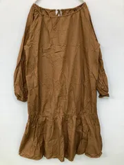 M_ ワンピース 1 ブラウン コットン 無地 長袖 ひざ丈 ティアード