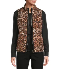 ジョーンズニューヨーク レディース アウター ベスト スタンドネック キルティング ノースリーブ コントラスト Jones New York Quilted Contrast Piping Funnel Neck Sleeveless Zip Front Ve