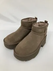 UGG アグ ブーツ USA 8 / JAPAN 25 ブラウン スエード 無地 ブランドロゴ ショート ムートン・ボア 厚底 紐なし