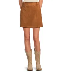 エーラブズエー レディース ボトムス スカート A ライン ミニ スエード A Loves A Faux Suede High Rise Wrap Front ALine Mini Skirt Camel キャメル