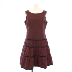 ルネ Rene フレアワンピース ひざ丈 ノースリーブ ギンガムチェック 38  赤 レッド 黒 ブラック /BB