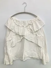 LOWRYS FARM ローリーズファーム シャツ/ブラウス F ホワイト コットン 無地 フリル ミドル丈 長袖