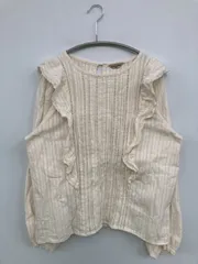 Samansa Mos2 サマンサモスモス シャツ/ブラウス F アイボリー コットン 無地 レース フリル ミドル丈 ノーカラー 長袖