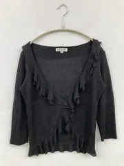 ofuon オフオン カーディガン/ボレロ 38 グレー ナイロン ニット 無地 フリル ショート丈 半端袖