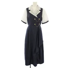 アクシーズファム axes femme 夜空刺繍襟ドッキングワンピース 半袖 ロング F 紺 TS351X125 /KH