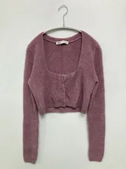 ZARA ザラ カーディガン/ボレロ USA S パープル ウール・ニット ナイロン 無地 ショート丈 長袖