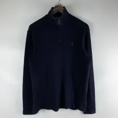 ポロ ネイビ ハーフジップ ニット S 260107