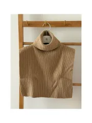 (新品) タートルネック クロップド ポンチョベスト