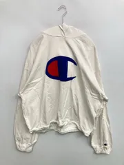 Champion チャンピオン パーカー M ホワイト コットン 前面プリント バックプリント ワンポイント ブランドロゴ プルオーバー 長袖