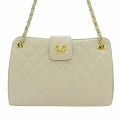 キミジマ KIMIJIMA チェーンショルダー ショルダーバッグ キルティング リボン ベージュ /ZK 0823 ■GY18