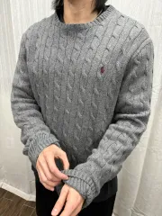 ポロラルフローレン グレー ケーブルニット