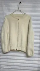 アイボリー アンゴラ ジップアップ カーディガン