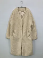 ノーカラーコート M アイボリー 無地
