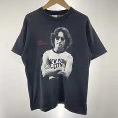 【中古】ジョンレノン 半袖Tee サイズL ブラック CRONESタグ USA製[91]
