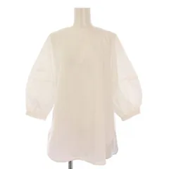 セオリーリュクス theory luxe COTTON INTERLOCK FEISY シャツ ブラウス プルオーバー 七分袖 クルーネック ストレッチ ワンカラー 38 白 ホワイト /BB