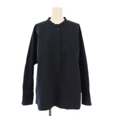 マーガレットハウエル MHL. BRUSHED COTTON PLAINWEAVE ブラッシュドコットンプレーンウェーブシャツ ブラウス プルオーバー 長袖 バンドカラー 1 紺 ネイビー 595-2253504 /BB