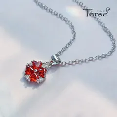 四つ葉のクローバーペンダント】ルビー色CZ ハート型 幸運 ラッキーアイテム お守り 7月誕生石 華やか 上品 レディース 春 夏 秋 冬 お出かけ デート プレゼント ギフト 母の日 誕生日 送料無料 即購入OK 最短当日〜翌日発送