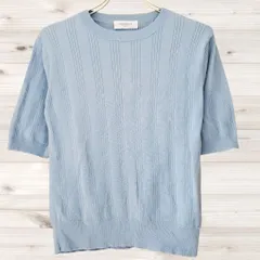 B1907 オペークドットクリップ OPAQUE.CLIP ニット 半袖(M) ブルー／青系 水色 コットン 綿 リブ編み