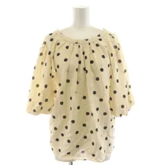 ボールジー BALLSEY トゥモローランド 23SS ドットプリント パフスリーブブラウス シャツ 半袖 リボン 36 ベージュ 黒 ブラック 11013201201 /AN39