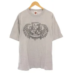 ハーレーダビッドソン HARLEY DAVIDSON Tシャツ 半袖 クルーネック ストレッチ ロゴ イラスト プリント XL グレー /BB