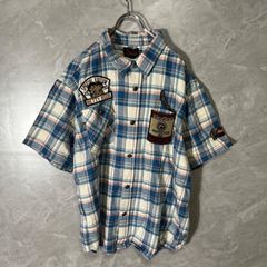 未使用品 インディアンモーターサイクル ベティー ブープ コラボ チェック柄 半袖 ワーク シャツ INDIAN MOTOCYCLE Betty Boop bbi-