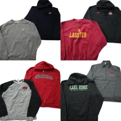 古着卸 まとめ売り ナイキ NIKE スウェット 8枚セット (メンズ XL ) スウォッシュロゴ フーディー ハーフジップ カレッジ風 中古 NE1882