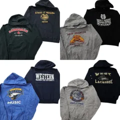 古着卸 まとめ売り カラー パーカー スウェット 8枚セット (メンズ S ) カレッジチーム 英文字 ブラック グレー 中古 古着 NE1949