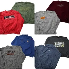 古着卸 まとめ売り カラー スウェット 8枚セット (メンズ 2XL ) ラッセル ワンポイント ハーフジップ ジャンスポ 中古 古着 NE1951