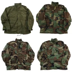 古着卸 まとめ売り 米軍実物 M-65 フィールドジャケット 3rd ミリタリー 4枚セット (メンズ M ) オリーブ ウッドランド ARMY 中古 NE1991