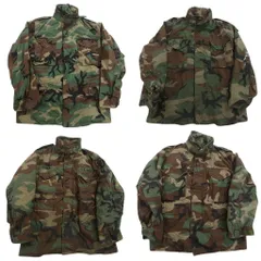 古着卸 まとめ売り 米軍実物 M-65 フィールドジャケット 4th ミリタリー 4枚セット (メンズ M ) ウッドランド ARMY 中古 古着 NE2008