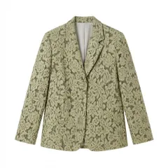 [C-7] レトロ花柄総柄ジャケット ベージュ系