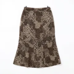 [C-7] 【総柄】ブラウン系フレアロングスカート