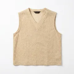 [C-7] ベージュチェック柄 ベスト ジレ ユニセックス