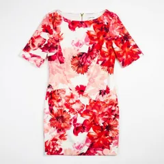 [C-8] 花柄プリント サイドジップ ワンピース