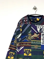 【Polo RALPH LAUREN】総柄ワッフル サーマルロンT M ポロラルフローレン 長袖 古着