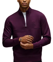 サイコバニー メンズ アウター ニット・セーター ニット Psycho Bunny Zeke 14 Mock Zip Long Sleeve Knit Pullover Potent Purple パのサムネイル