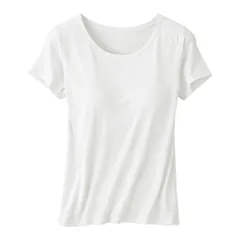 ブラトップ カップ付きインナー 半袖 肌着 フレンチスリーブ パッド付 大きいサイズ 立体カップ ストレッチ ナイトブラ 楽ちん トップス  Tシャツ rr-082