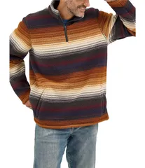 ラングラー メンズ アウター ニット・セーター プリント WranglerR HorizontalStriped Serape Print 14 Zip Multi マルチカラーのサムネイル