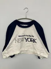 ZARA ザラ Tシャツ/カットソー S ネイビー 前面プリント バックプリント ショート丈 半端袖 クルーネック(丸首)