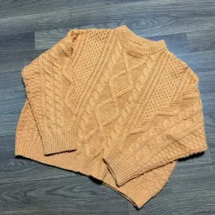 ヴィンテージ オレンジ ケーブル編み Tシャツ F