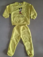 ディズニー正規品 ミッキーマウス 黄色 起毛 上下セット (9号 ユニセックス)