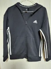 レディース 85 アディダス 3本線 フードジップアップ ブラック