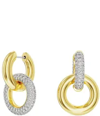 スワロフスキー レディース アクセサリー ピアス・イヤリング Swarovski Dextera Interlocking Crystal Hoop Earrings Gold ゴールド
