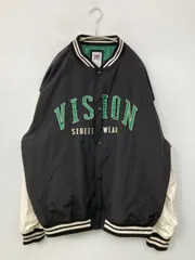 VISION STREET WEAR ヴィジョンストリートウェア スタジャン L ブラック ナイロン ブランドロゴ 刺繍 フードなし
