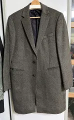 ポール・スチュアート ヘリンボーン カシミア ウール コート ブラウン